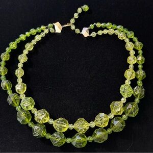 Green Two Tone Vintage Acrylic Necklace